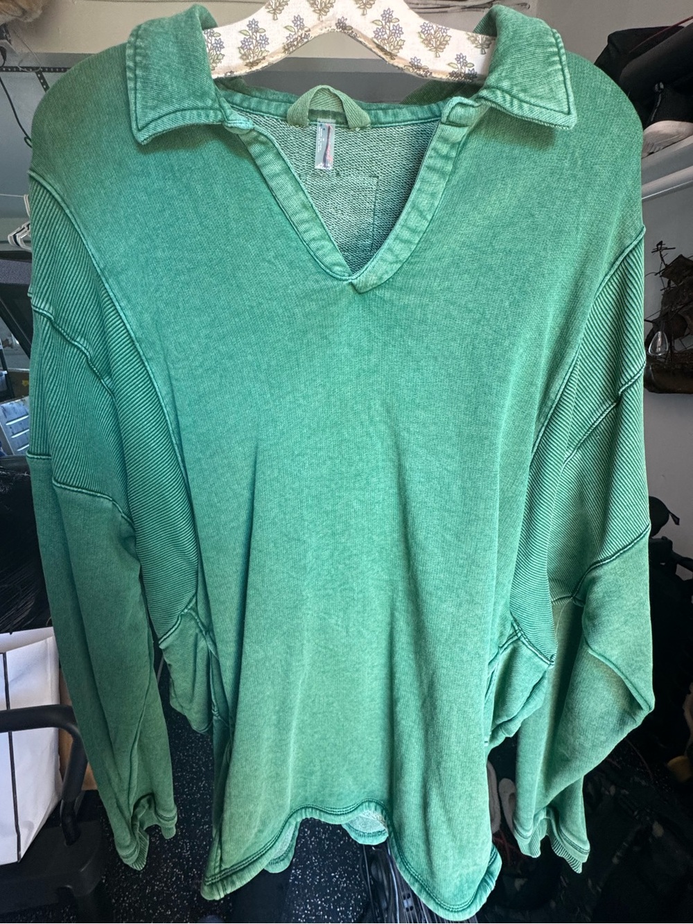 Free People FP Movement Work It Out Pullover Sweatshirt Heritage Green - Picture 6 of 9